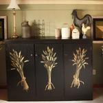 Painted wheat bundles on a handmade black cabinet.
©2012  Kristen Muench