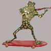Frog playing Violin on Skateboard (#2595)
35"h x 45"w x 14:deep
©2001&2005 Kristen Muench
Private Owner, Marana, Arizona
photo by KM